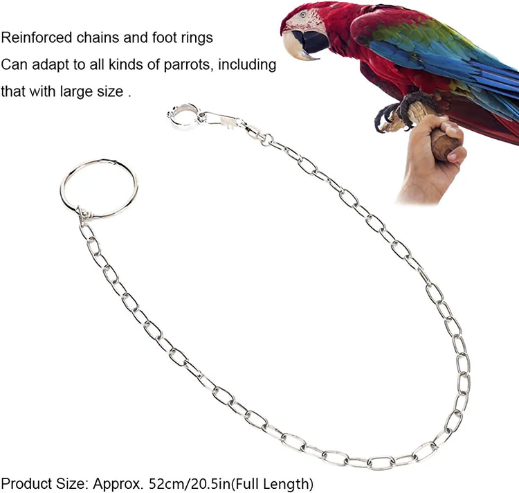 Parrot Foot Chain Foot Ring Bird Harness Stainless Steel Durable Adjustable Ankle Weights for Birds Parrots Pet Training (9.5MM)