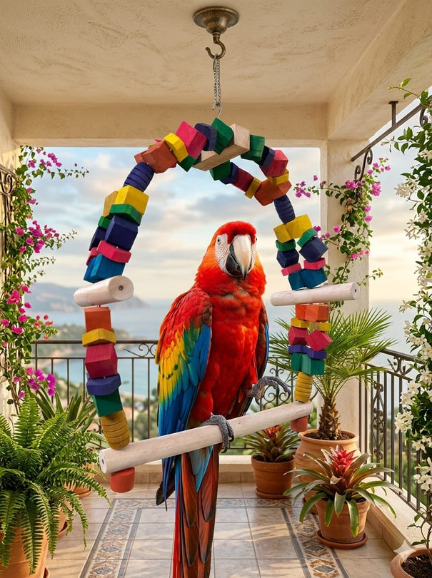 Huge Macaw Wooden Swing