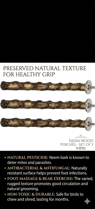 Set Of 3 Neem Perches 15 inch